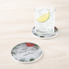 Schneekiefern, Holly Berries, ohne Foto Getränkeuntersetzer