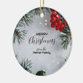 Schneekiefern, Holly Berries, ohne Foto Keramik Ornament (Links)