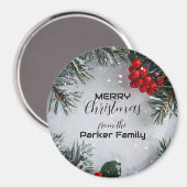 Schneekiefern, Holly Berries, ohne Foto Magnet (Vorderseite/Rückseite)