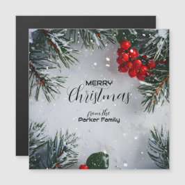 Schneekiefern, Holly Berries, ohne Foto Magnetkarte