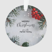 Schneekiefern, Holly Berries, ohne Foto Ornament (Vorderseite)