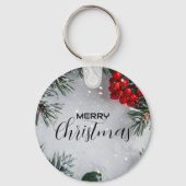Schneekiefern, Holly Berries, ohne Foto Schlüsselanhänger (Vorderseite)