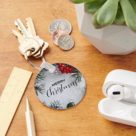 Schneekiefern, Holly Berries, ohne Foto Schlüsselanhänger