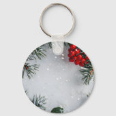 Schneekiefern, Holly Berries, ohne Foto Schlüsselanhänger (Rückseite)