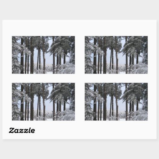 Schneekiefern in blauem Licht — Rechteckiger Aufkleber (Blatt)