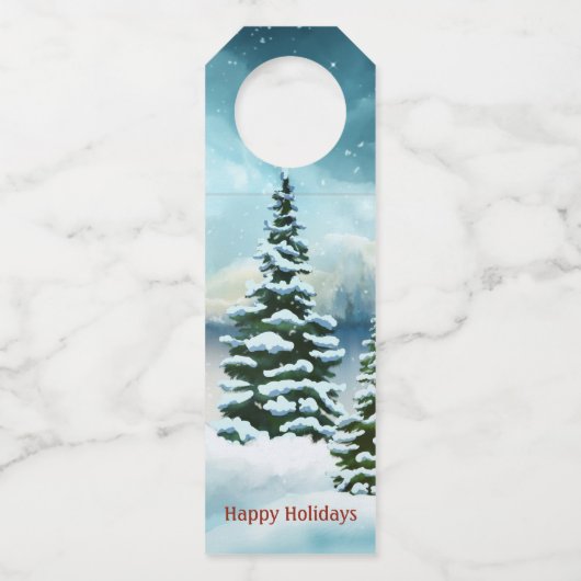 Schneekiefern in der Nähe des Sees Flaschenanhänger (Vorderseite)