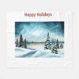 Schneekiefern in der Nähe des Sees Fleecedecke