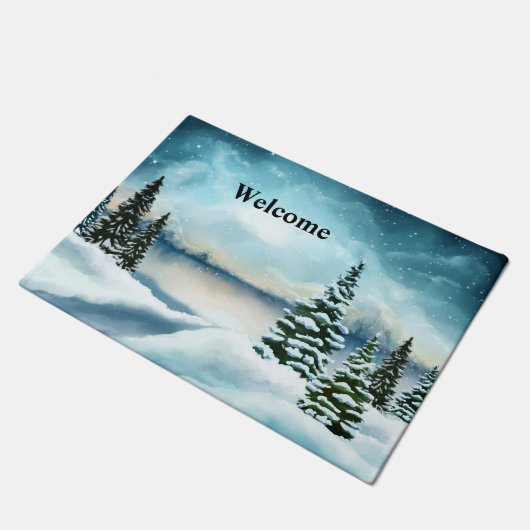 Schneekiefern in der Nähe des Sees Fußmatte (Schrägansicht)