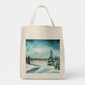 Schneekiefern in der Nähe des Sees Tragetasche (Rückseite)