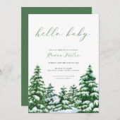 Schneekiefern Winterdusche Einladung (Vorne/Hinten)