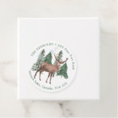 Schneekiefernbäume, Hirschweihnachtsmarken Geschenkanhänger (Beispiel)