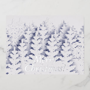 Schneekiefernwald Weißes Weihnachtsfest Folien Feiertagspostkarte