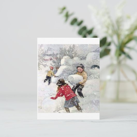 Schneekinder Postkarte (Stehend Vorderseite)