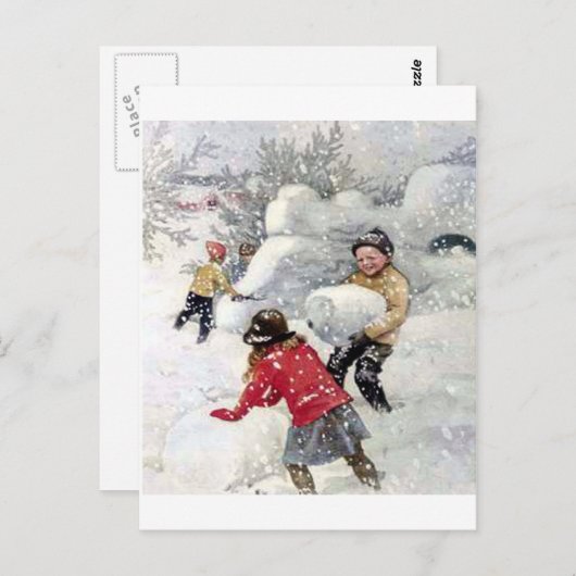 Schneekinder Postkarte (Vorne/Hinten)