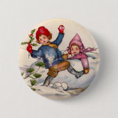 Schneekinder-Weihnachtsknopf Button (Vorderseite)