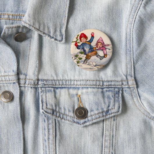 Schneekinder-Weihnachtsknopf Button (Beispiel)