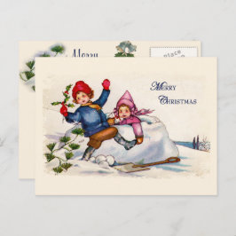 Schneekinderwein - Vintage Postkarte