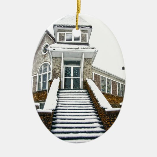 Schneekirche Keramikornament (Vorne)