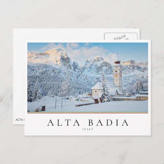 Schneekirche mit Berghang Postkarte (Vorne/Hinten)