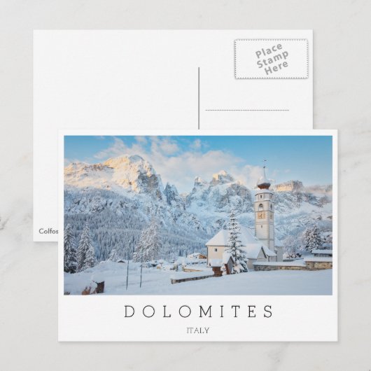 Schneekirche mit Berghang Postkarte (Vorne/Hinten)