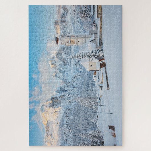 Schneekirche mit Berghang Puzzle (Vertikal)