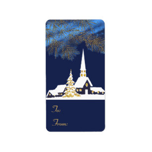 Schneekirche Weihnachtsgeschenk-Anhänger Aufkleber Adressaufkleber