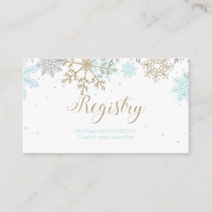 Schneekläckchen-Baby-Registry Blau Gold Begleitkarte