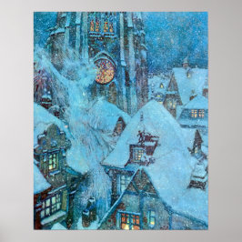 Schneekönigin auf einer Winternacht Dulac Illustra Poster