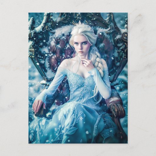Schneekönigin auf ihrem Thron Postkarte (Vorderseite)