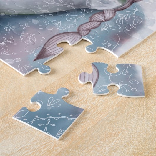 Schneekönigin und Polar-Bär in sanfter Wasserfarbe Puzzle (Seite)