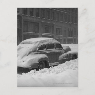 Schneekopfwagen auf der Straße B&W Postkarte