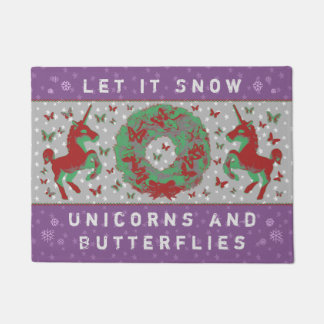 "Schneekorne und Schmetterlinge" Doormat (Mauve) Fußmatte