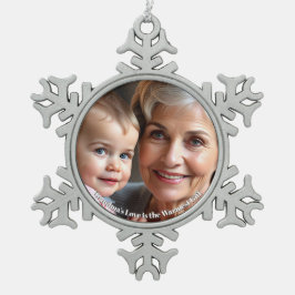 Schneekristall-Foto-Ornament mit Rahmen und Person Schneeflocken Zinn-Ornament