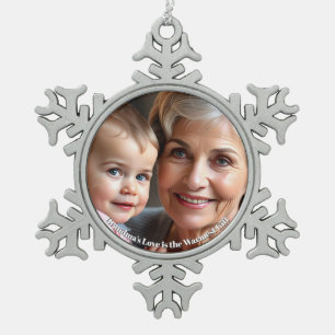 Schneekristall-Foto-Ornament mit Rahmen und Person Schneeflocken Zinn-Ornament