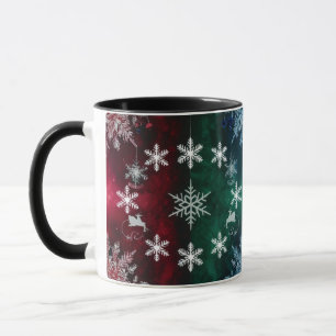 Schneekristall-Silhouetten-Kombination Weihnachtsb Tasse