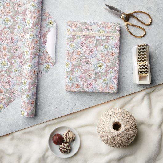 Schneekristalle blüten Rose nahtlos Muster Geschenkpapier (Handwerk)