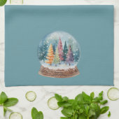Schneekugel Bunter Weihnachtsbaum Wald Licht Geschirrtuch (Gefaltet)