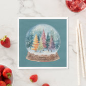 Schneekugel Bunter Weihnachtsbaumwald Serviette (Beispiel)