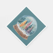 Schneekugel Bunter Weihnachtsbaumwald Serviette (Ecke)