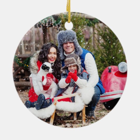 Schneekugel | Erste Weihnachts-Zuhause Keramik Ornament (Hinten)