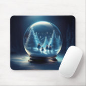 Schneekugel mit 4 kleinen Elfen und Schneeflocken Mousepad (Mit Mouse)