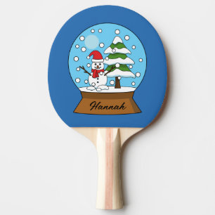 Schneekugel mit Schneemann und Kiefer   Personalis Tischtennis Schläger
