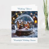 Schneekugel Vintage Zug | Frohe Feiertage Feiertagskarte (Vorderseite)