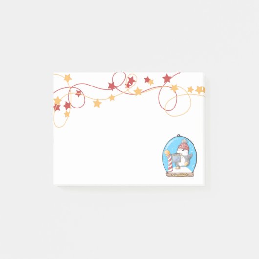 Schneekugel-Weihnachts-Pinguin-Post-It-Notizen Post-it Klebezettel (Vorderseite)