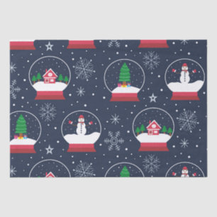 Schneekugeln mit Schneemännern und Weihnachtsbäume Seidenpapier