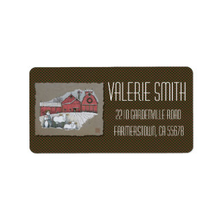 Schneekühe und Stall Adressaufkleber