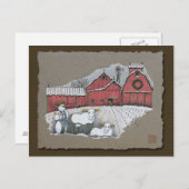 Schneekühe und Stall Postkarte (Vorne/Hinten)