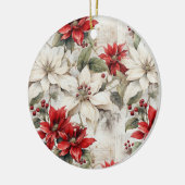 Schneeküsste Elegance White and Red Poinsettia Keramik Ornament (Links)