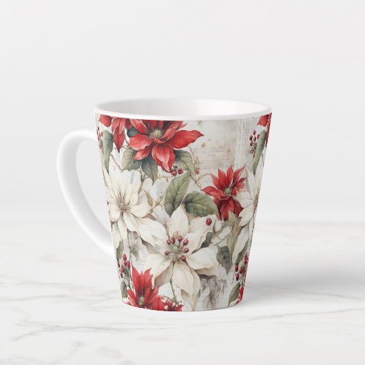 Schneeküsste Elegance White and Red Poinsettia Milchtasse (Linke Ecke)