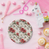 Schneeküsste Elegance White and Red Poinsettia Pappteller (Party)